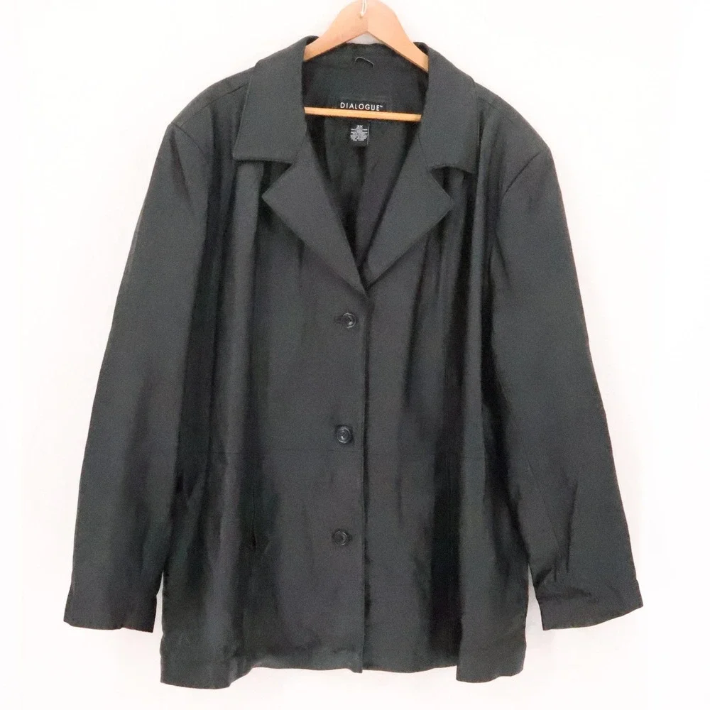 Dialogue Classic Leather Blazer Jacket Mens Size 3X Black Vintage Y2K Minimalist